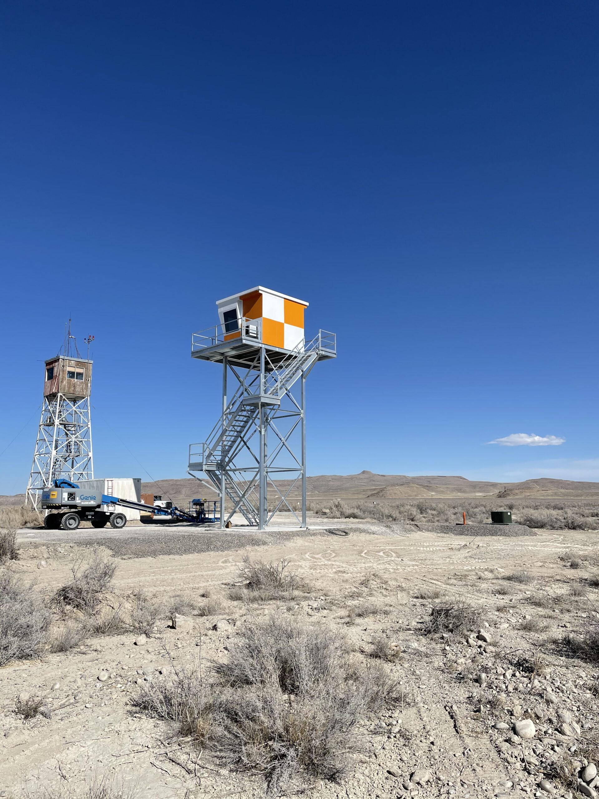 Tower with prefabricated building